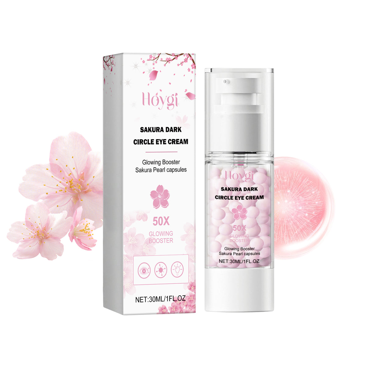 Sakura Dark Circle Eye Cream, Reduce Dark Eye Bags Around The Eyes Dull Brighten Moist Delicate Tight