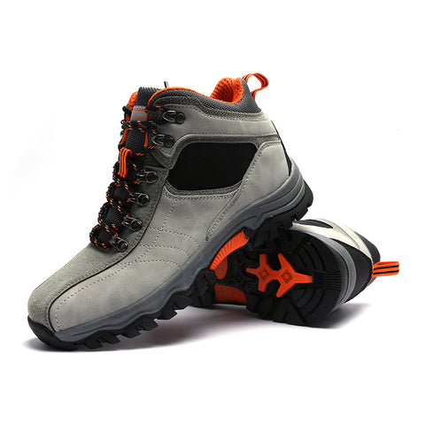 Autumn and Winter Large Men Outdoor Mountaineering Shoes High Top Large Sized Hiking Shoes One Piece Tongue Casual Mountaineer - Fashionner