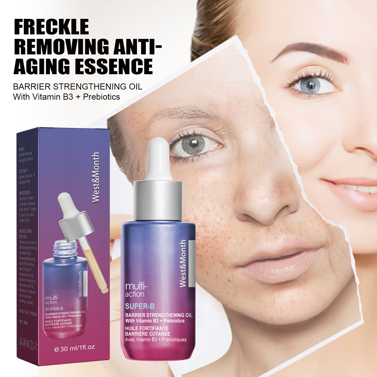 Freckle Removing Anti-aging Essence, Facial Firming Anti-wrinkle Lightening Melasma Stain Nourishing Skin Essence