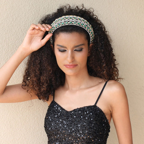 Heavy craftsmanship Baroque crystal headband with retro glass inlaid diamond hair accessories - Fashionner