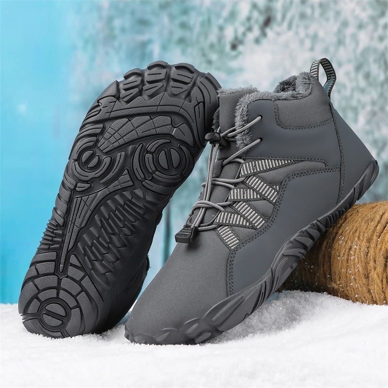 High top snow boots, cross-border new outdoor hiking, camping, and mountaineering shoes, skiing, anti slip, plush, and warm oversized cotton shoes - Fashionner