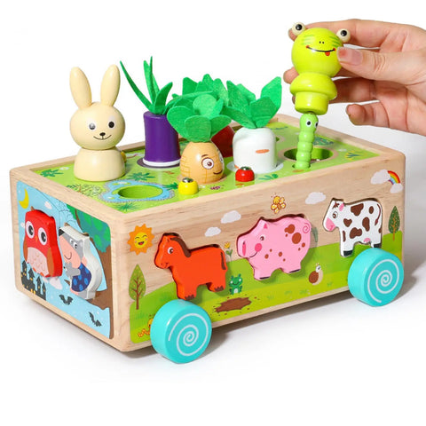 Montessori Toys Developmental Toy Carrot Harvest Game Wooden Toy Preschool Learning for Holiday Gift Ages 3 4 5 Years Old Kids - Fashionner