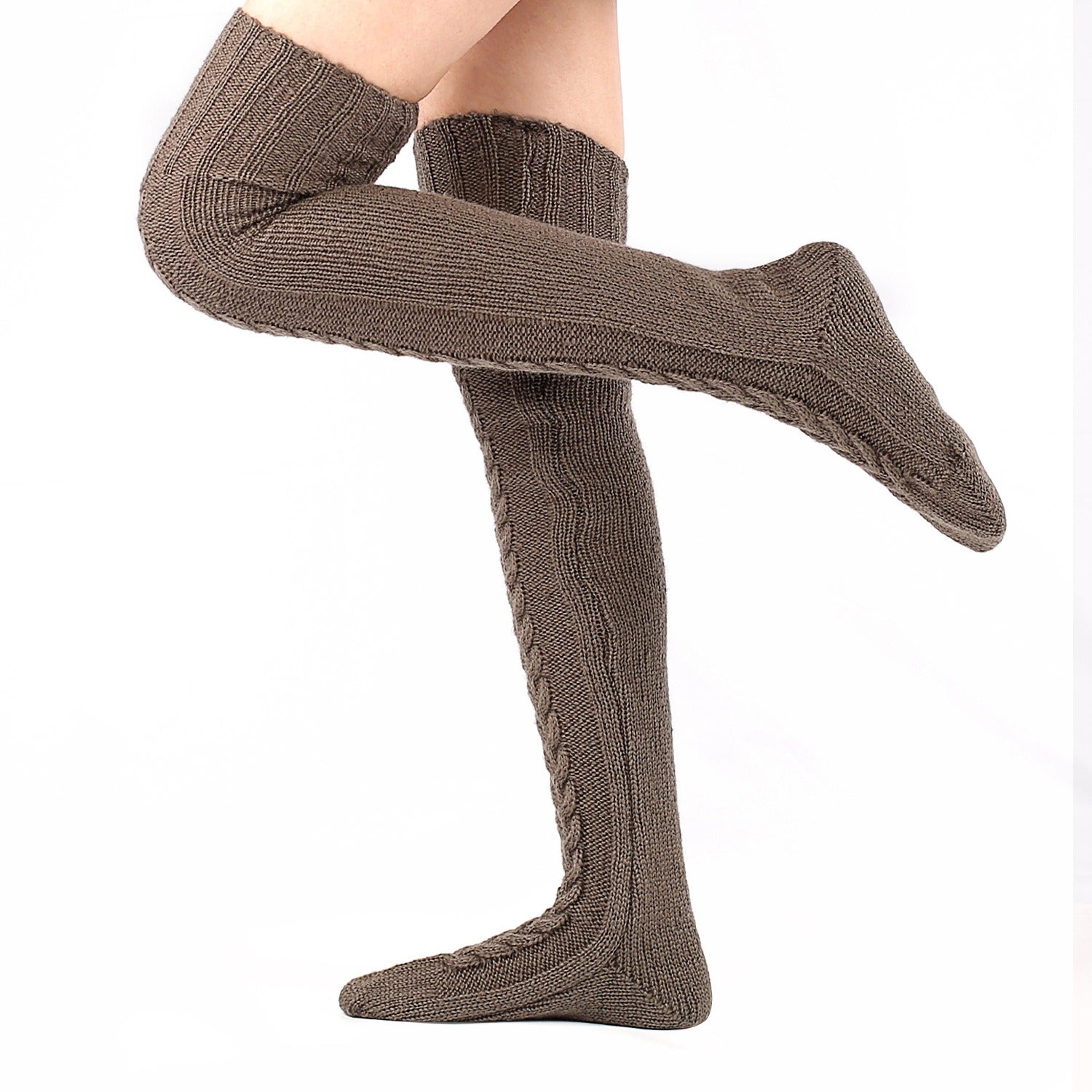 Autumn And Winter Knitting Knee Length Stockings Women's Lengthened Floor Stockings Wool Pile Stockings - Fashionner