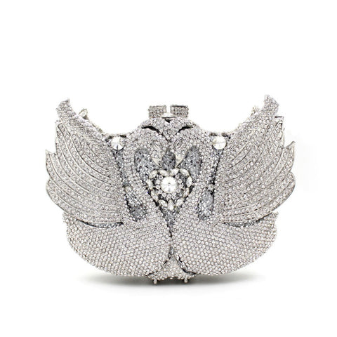 Sac de soirée serti de diamants cygne, robe de banquet, sac entièrement serti de diamants
