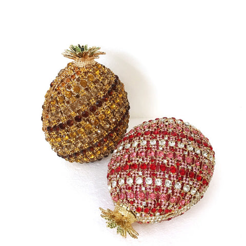 Sac de banquet en cristal en forme d'ananas avec incrustation de diamants en l'air