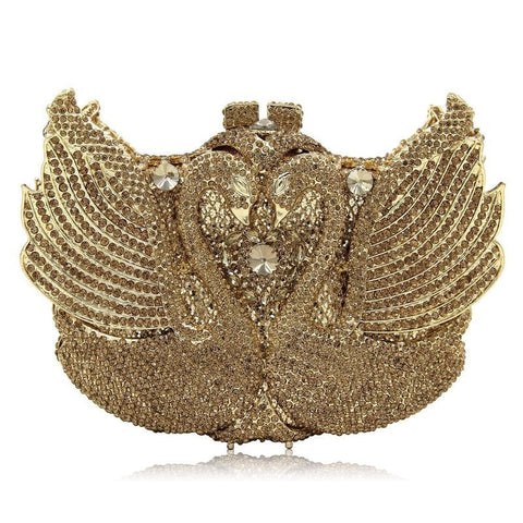 Sac de soirée serti de diamants cygne, robe de banquet, sac entièrement serti de diamants