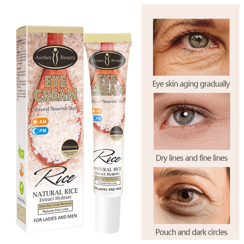 Crème Contour des Yeux au Riz Pour Éliminer les Poches et les Cernes, Atténuer les Ridules et Raffermir la Peau