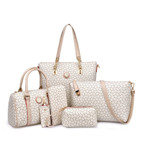Sac à langer de type mère et bébé à motif arête de poisson, ensemble de six pièces, sac à langer bandoulière/sac à main