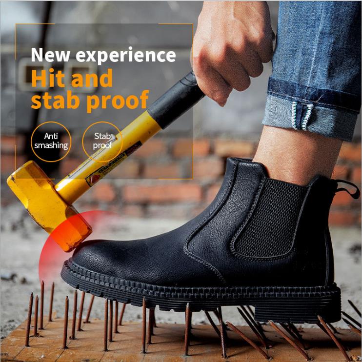 Construction Site Cowhide Breathable Waterproof Anti Smashing Welder Shoes Wear Resistant Safety Work Boots - Fashionner