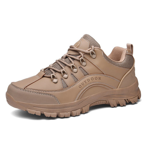 Oversized hiking shoes Men's autumn and winter outdoor sneakers leather low top hiking shoes - Fashionner
