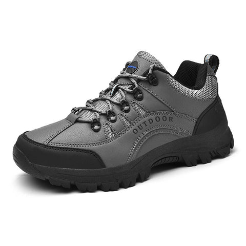 Oversized hiking shoes Men's autumn and winter outdoor sneakers leather low top hiking shoes - Fashionner