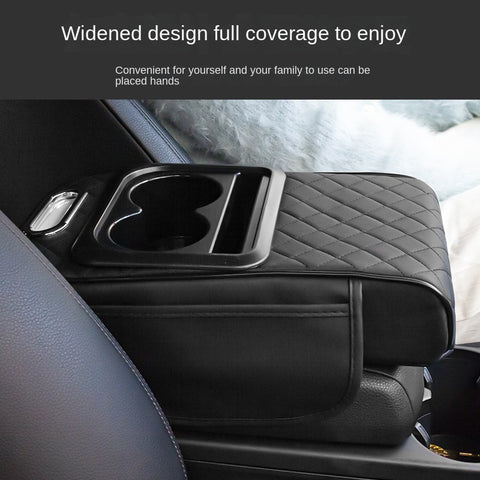 Car Armrest Pad Multi-Functional Cup Holder Car Tissue Box Automotive Interior Leather Armrest Riser Pad