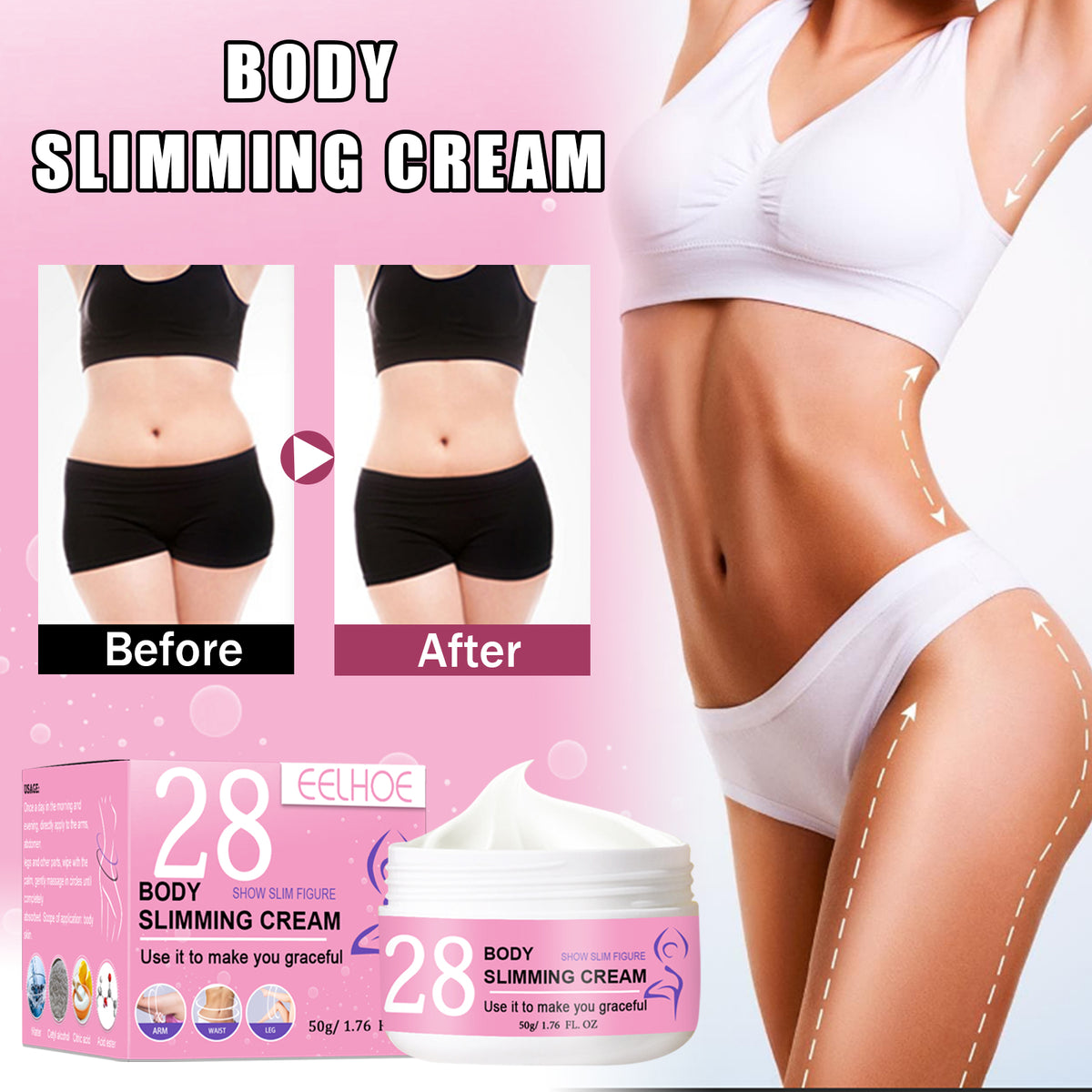 Crème Amincissante Corps, Crème Corporelle Minceur Massante Sculptante Raffermissante Nourrissante Peau Douce