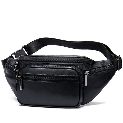 Sheepskin men's bag, sheepskin mobile phone waist bag, genuine leather crossbody bag, multifunctional sports