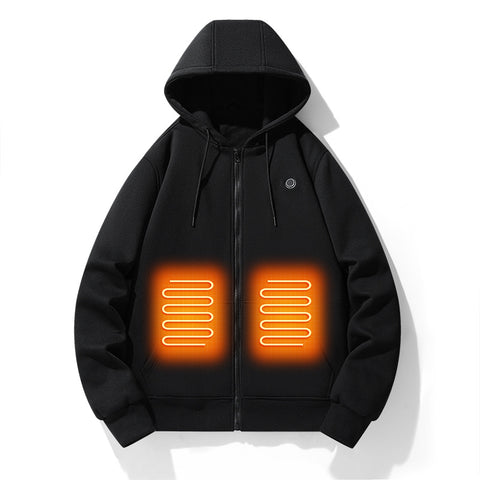 Cardigan à capuche chauffant intelligent cinq zones pour homme, pull zippé, veste chaude électrique d'extérieur, version européenne et américaine