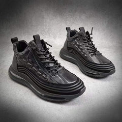 Men's Shoes Spring And Autumn New Style Thick Soled Mid Top Casual Fashion Shoes Air Cushion Soled Fish Pattern Light Sneakers - Fashionner