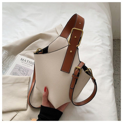 Sac pour femmes rétro, mode décontractée, sac à bandoulière rouge, sac seau portatif pour femmes.
