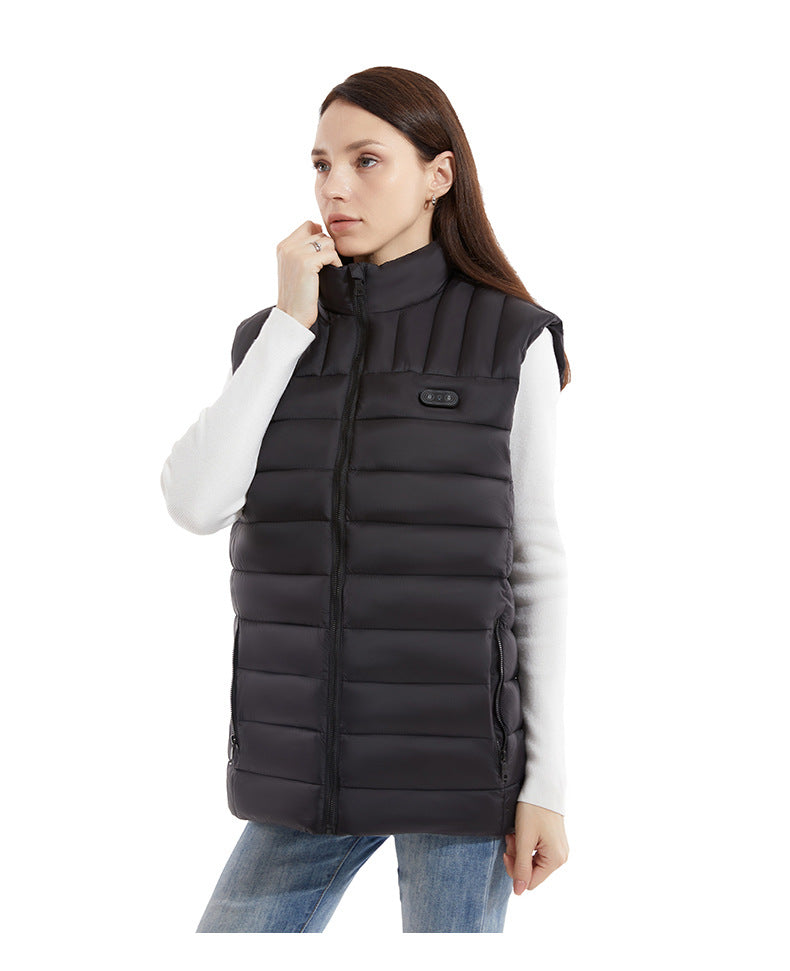New winter intelligent heating vest, electric heating stand collar, fashionable one click light off function