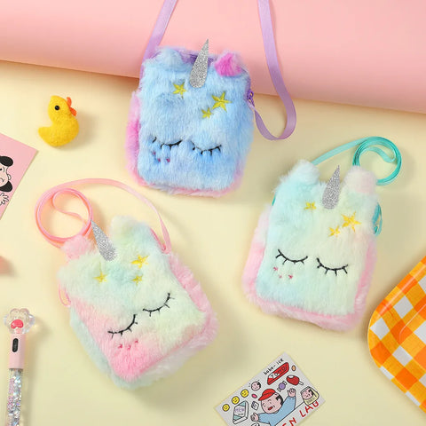 Buy Gift Cartoon Plush Unicorn Shoulder Bag Cute Square Diagonal Designer Kids Purses Coin Purse Bag online at Fashionner.