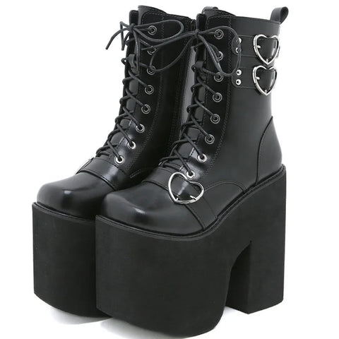 Buy Custom Logo Punk Gothy Style Super High Heels Boots Women Shoes Fashion Designer Ankle Chunky Platform Boots online at Fashionner.