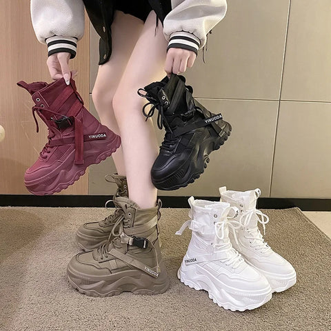 Buy Custom Logo Winter New Red Platform Boots Women Shoes Fashion Designer Motorcycle Boots For Ladies online at Fashionner.