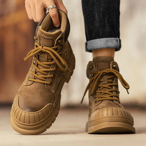 Buy Custom Logo Casual Genuine Leather Martin Boots Men Fashion Designer Winter Chunky Shoes Hiking Chukka Boots online at Fashionner.