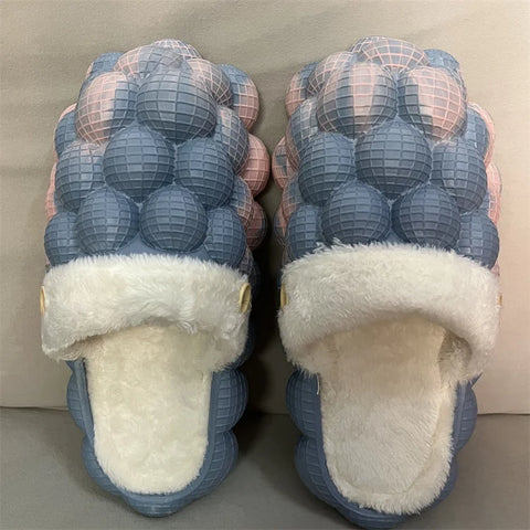 Buy Fur Plush Massage Furry Beach Shower Bubble Ball Cloud Slide Slippers Yellow Slippers Bubble Slides For Women Kid online at Fashionner.