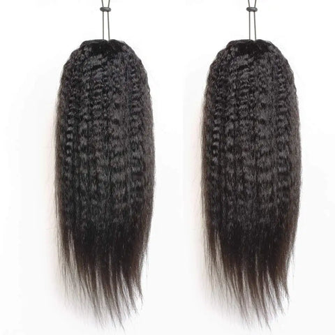 Buy New Arrival Brazilian Straight Yaki Kinky Curly Human Hair Drawstring Ponytail With Clips In For Black Women online at Fashionner.