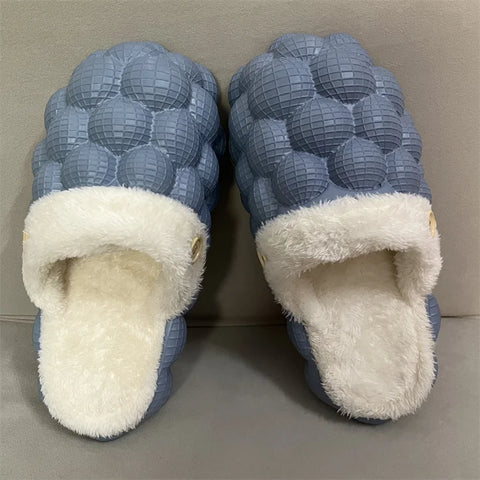 Buy Fur Plush Massage Furry Beach Shower Bubble Ball Cloud Slide Slippers Yellow Slippers Bubble Slides For Women Kid online at Fashionner.