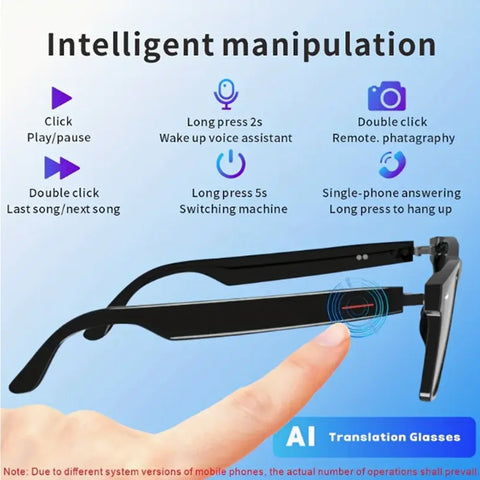 Lunettes de traduction intelligentes SENBONO E13 AI, appel sans fil Bluetooth, musique, lunettes intelligentes AI d'extérieur, lunettes de soleil de sport intelligentes