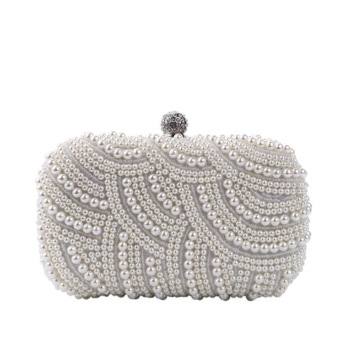 Buy Retro Style Luxurious Designer Dinner Bag Pearl Fashionable Practicaldecoration Women Handbag Party Wave Shape Evening Bag online at Fashionner.