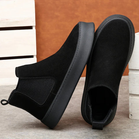 Buy Custom Logo Suede Leather Ankle Chelsea Boots Mens Casual Dress Shoes Flat Chukka Boots For Men online at Fashionner.