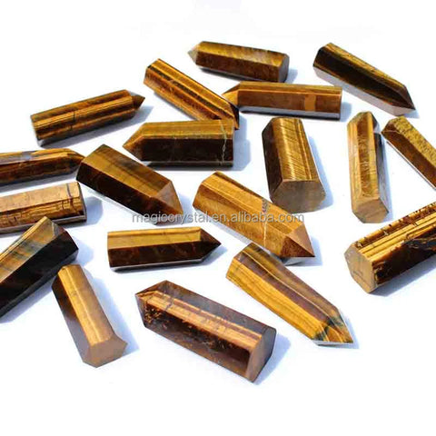 Buy Natural Tiger Eye Crystal Healing Stones Point 6 Faceted Single Towers Tiger Eye Crystal Point Tower online at Fashionner.