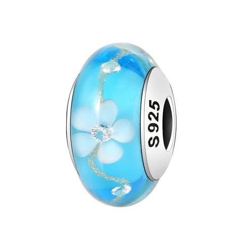 Buy Real 925 Sterling Silver Navy Blue Murano Glass Beads With Ripple Charms For Bracelet Women Jewelry Making online at Fashionner.