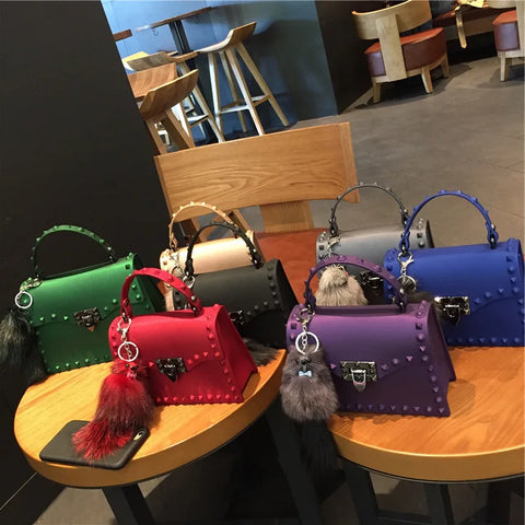 Buy Women'S Rivet Handbag Fashion Matte Pvc Jelly Bag Trendy Color Single Shoulder Bags Ladies online at Fashionner.