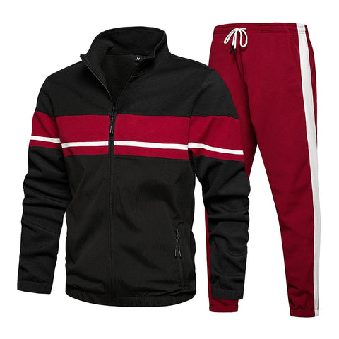 Buy Custom Logo Men Zipper 2 Piece Set Tracksuit Athleisure Men Color Block Zip Up Men Workout Tracksuit High Quality online at Fashionner.