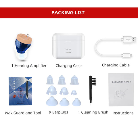 elders Rechargeable Hearing Aids V30 Intelligent Audifonos Mini Inner Ear for Elderly Sound Amplifier for Deafness with Charging Case - Fashionner