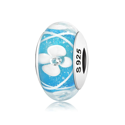 Buy Real 925 Sterling Silver Navy Blue Murano Glass Beads With Ripple Charms For Bracelet Women Jewelry Making online at Fashionner.