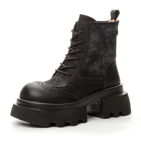 Buy Custom Logo Winter Genuine Leather Platform Boots Women Shoes Ladies Ankle Bootie Boots For Ladies online at Fashionner.