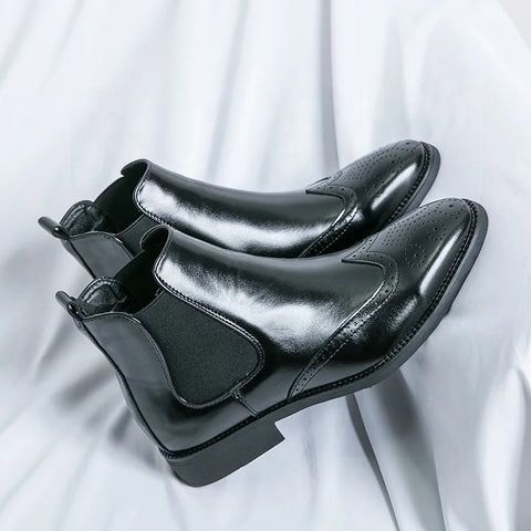 Buy Custom Logo Western Chelsea Boots Mens Shoes Low Heels Big Size Casual Ankle Boots For Men online at Fashionner.