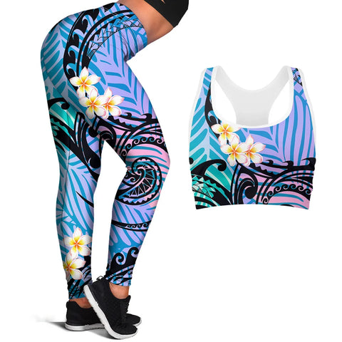 Buy Latest Yoga Sets Polynesian Blue Flower Pattern High Waist Stretchy Women Yoga Set Quick Dry Custom Yoga Sets Fitness Women online at Fashionner.