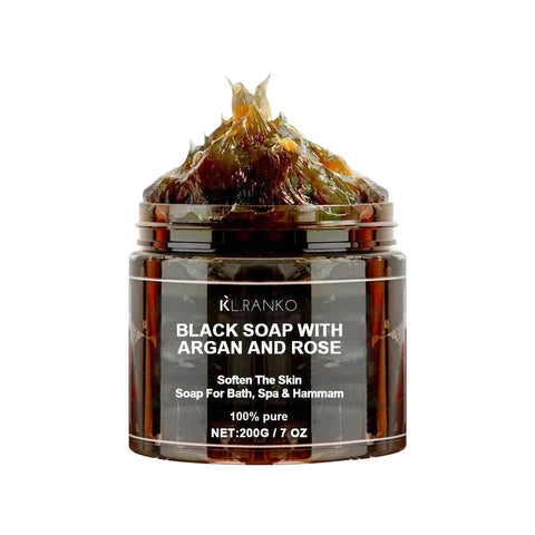 Moroccan Beldi Soap – Natural Organic Black Soap for Exfoliating, Detoxifying, and Hydrating Skin – Ideal for Body Scrub, Spa & Hammam Rituals, Removes Dead Skin Cells 200 grams