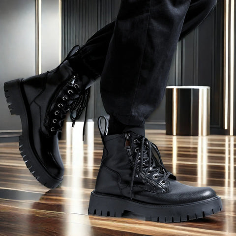 Buy Custom Logo High Quality Men'S Ankle Motorcycle Boots Shoes Fashion Design Martin Boots online at Fashionner.