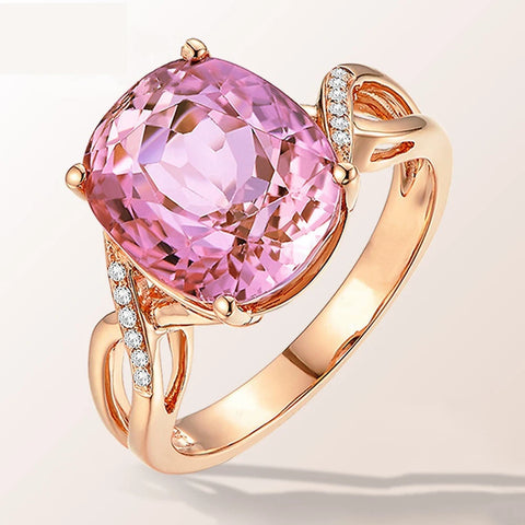 Buy Tourmaline Ring For Women Peridot Engagement Powder Drill Inlaid Zircon Gemstone Mystic Rings For Females 14K Rose Gold Pink online at Fashionner.