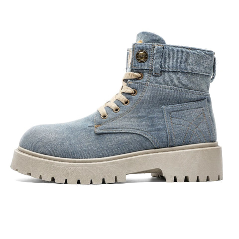 Buy Custom Logo Canvas Martin Boots Shoes Men Fashion Design Chunky Platform Winter Casual Ankle Boots online at Fashionner.