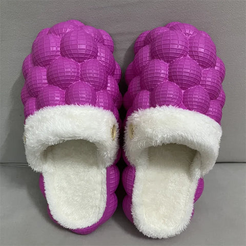 Buy Fur Plush Massage Furry Beach Shower Bubble Ball Cloud Slide Slippers Yellow Slippers Bubble Slides For Women Kid online at Fashionner.