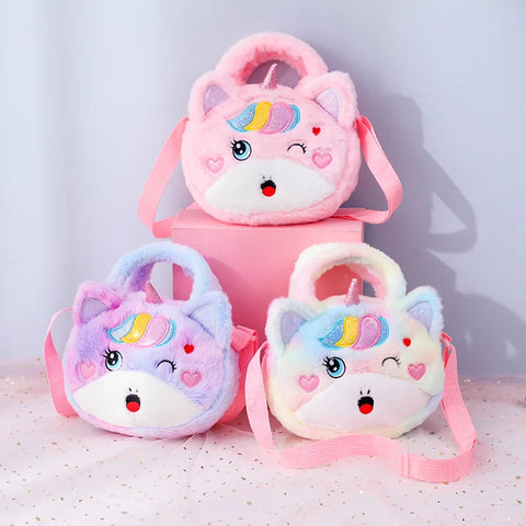 Buy Cute Plush Unicorn Messenger Bag Mobile Phone Storage Coin Purse Kid Fur Purses And Handbags Little Girls online at Fashionner.
