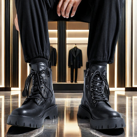 Buy Custom Logo High Quality Men'S Ankle Motorcycle Boots Shoes Fashion Design Martin Boots online at Fashionner.