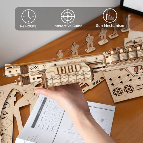 Buy Cpc Certificated Robotime Rokr Wood Craft Lq501 Terminator M870 Gun Jigsaw 3D Handmade Assembled Wooden Puzzle For online at Fashionner.