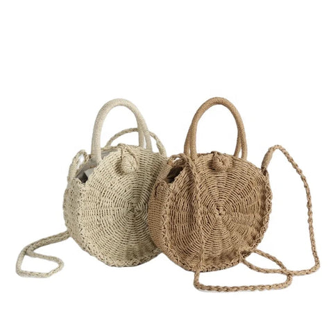 Buy Factory Summer Designer Purse Straw Beach Bags Women Round Single Shoulder Handbags online at Fashionner.